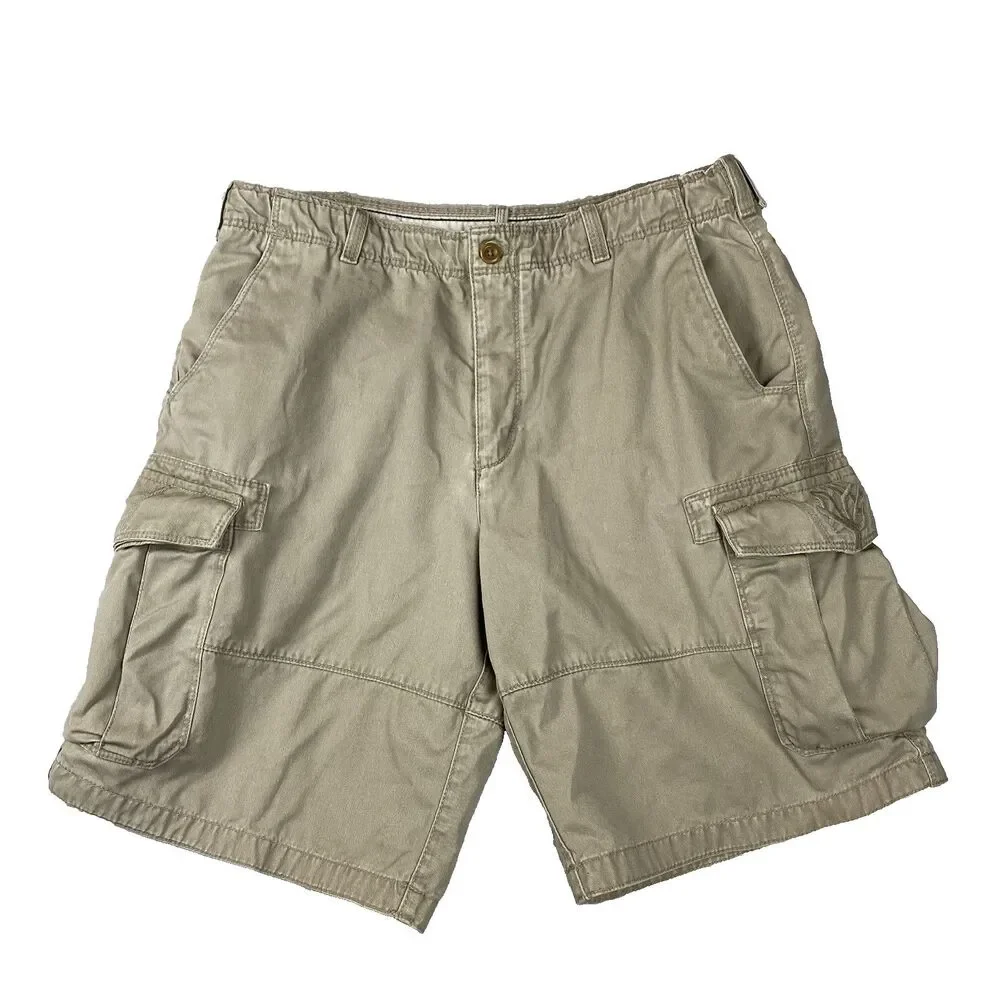 Timberland Cargo Shorts Mens 36 Khaki 100% Cotton Pockets Utility Outdoor Hiking